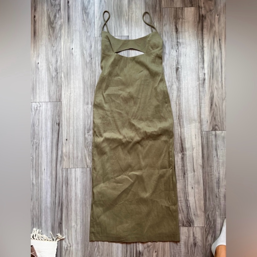Zara Green Spaghetti Strap Sheath Dress